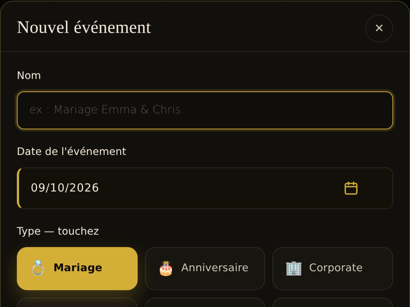 Create the event